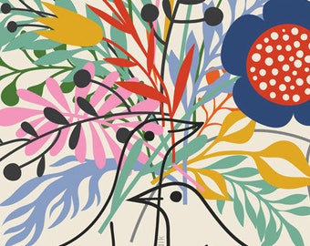 Spring Love... limited edition giclee print of an original illustration (8 x 8 in, 20 x 20 cm)