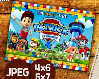 Paw Patrol Invitation, Paw Patrol Birthday Invitation, Paw Patrol Invitation Instant Download, Paw Patrol Invitation Boy, Printable