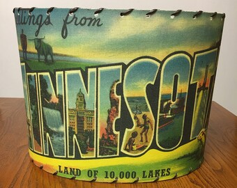 Vintage Style Post Card Lamp shade Minnesota