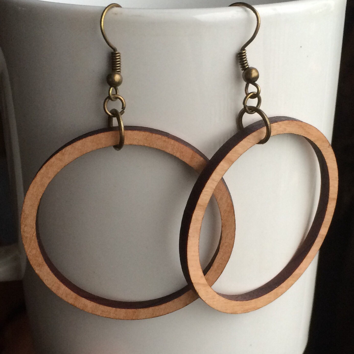 Wood Hoop Earrings Cherry Laser Cut Earrings Joanna Gaines