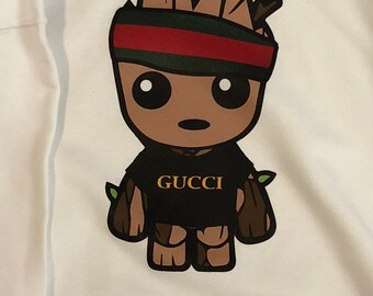 Baby Groot Gucci Shirt / Baby Groot Gucci Green Red Striped Tee / Baby Groot T-Shirt