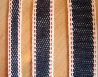 Denim Ribbon Trim Made in Japan, By The Yard, Selvedge Denim