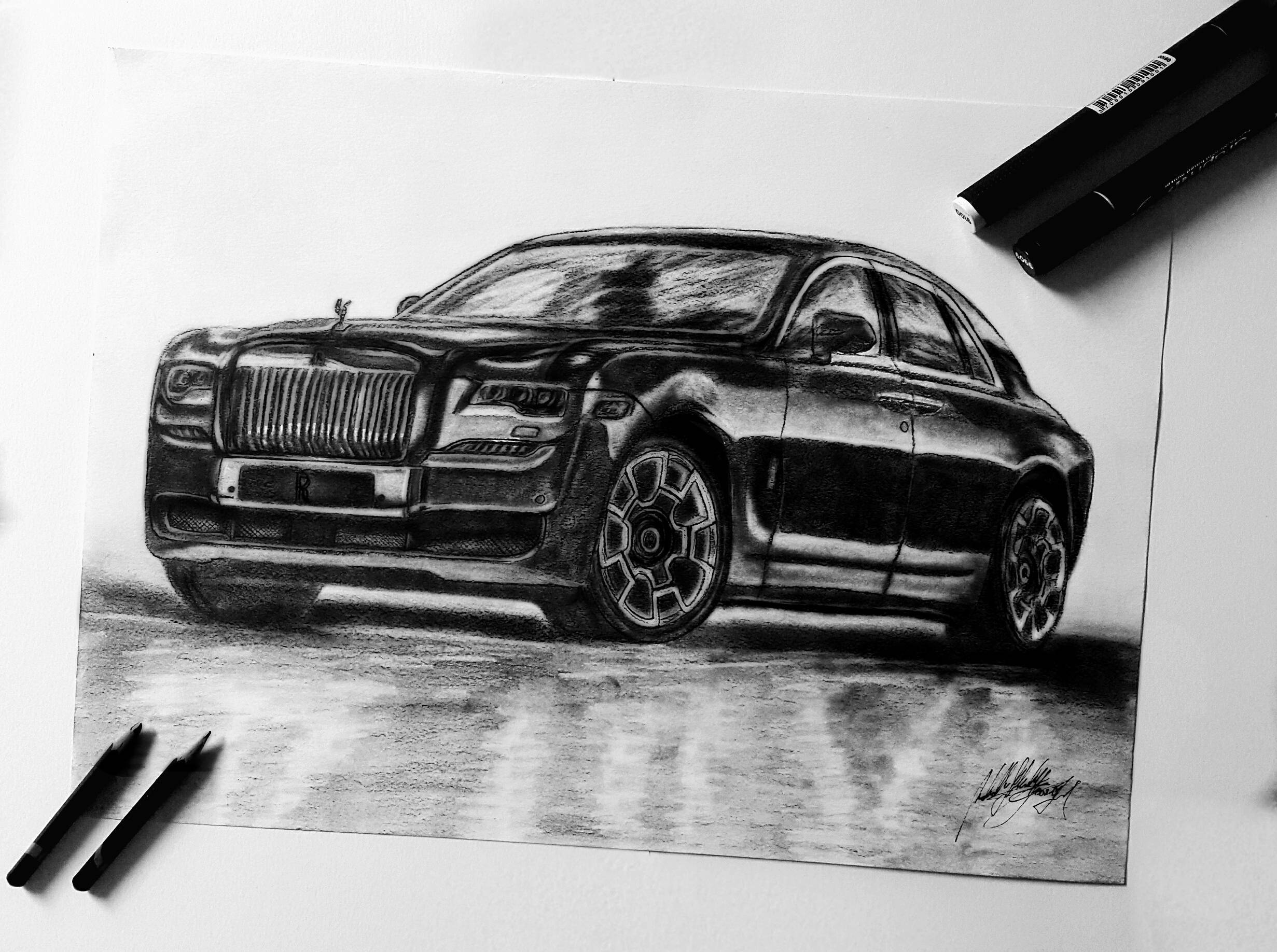 Rolls Royce Ghost Drawing/ Rolls Royce Car Drawing/ Car