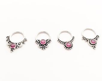 real septum ring, sterling silver septum, nose ring, nose jewellery, nose jewelry, septum ring, mini earring, silver hoops, ethnic jewelry