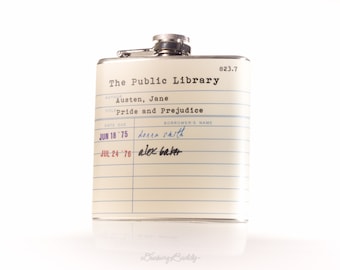 Jane Austen Public Library Card - 6oz Hip Flask