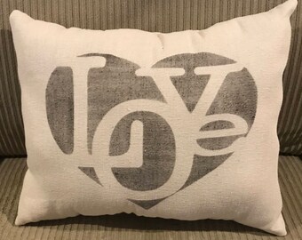 Love Grain Sack Pillow