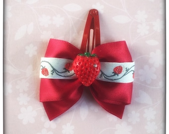Strawberry hair clip bow