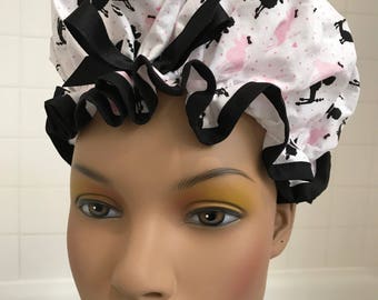 Shower Cap Women's Waterproof Washable "Parisian Poodles"