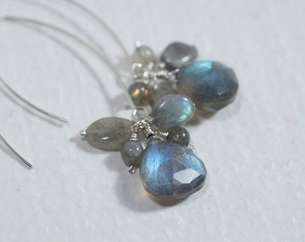 Gemstone Earrings Dangle Earrings Chandelier Earrings - Labradorite Earrings wire jewelry