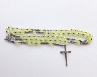 Antique French Rosary - Green Glass Beads