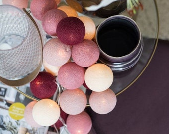 10 Lights CottonBallLights Rosegarden Handmade