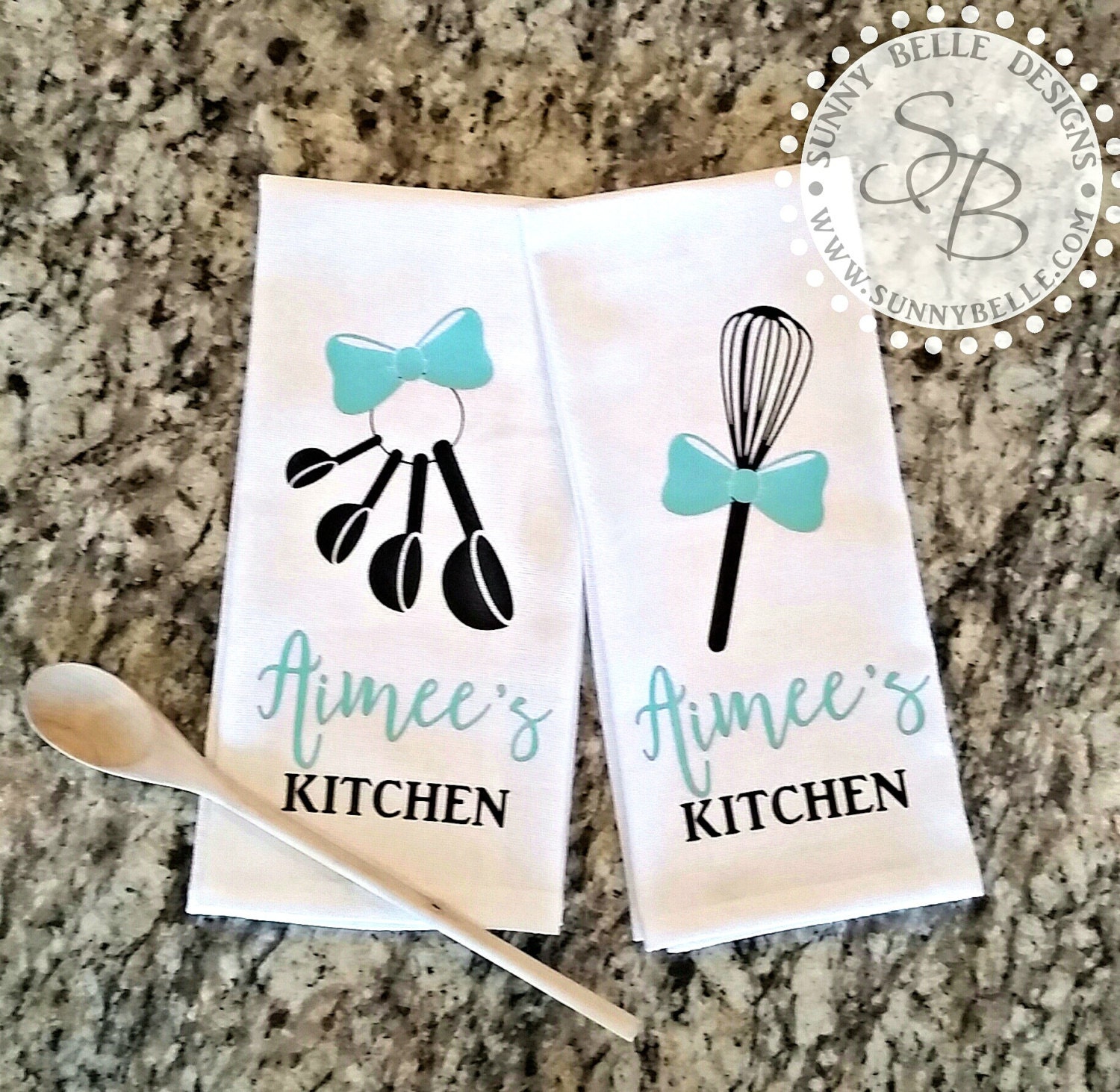 Personalized Kitchen  Towels Set  of Two Monogrammed Kitchen 