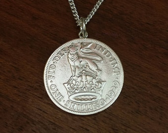 1929 George V Silver Shilling Coin Necklace