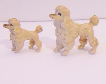 Vintage Poodle Figurines Plastic Dollhouse Toy Dog Puppy Figures Hong Kong