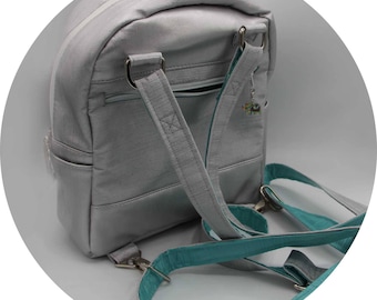 Mini Backpack - Backpack Purse, Silver, Blue, Robin's Egg, Faux Leather, Handmade, Handcrafted