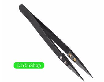 High Quality Ceramic Heat Resistant Tweezers Durable Stainless Steel Non Conductive Ceramic Pointed Tip Forceps DIY Tools Hand Tool