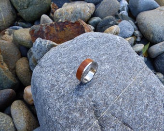 Stainless steel and wood ring