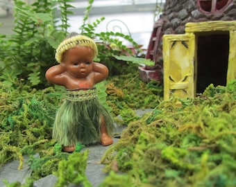 Vintage Hula Doll Miniature Plastic Hawaiian Dancer OOAK Decoration