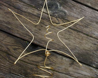Gold Star Wire Christmas Tree Topper In Solid Brass