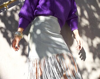 Vintage fringe leather skirt