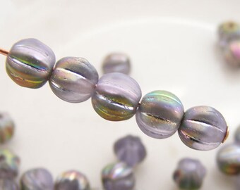 Czech Melon Beads 5mm Round Matte Alexandrite Vitral Fluted (20pk) SI-5ML-MAV