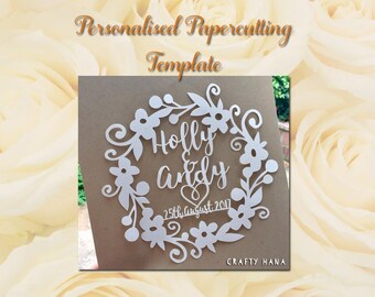 Custom - Personalised Wedding Anniversary Papercutting Template - Can be handcut or using a cutting machine - Commercial Rights inc
