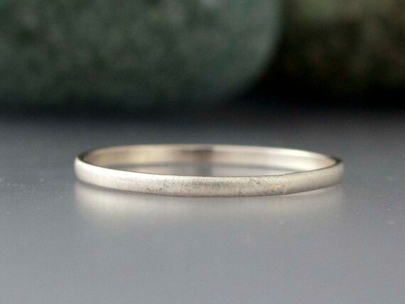 34k White Gold Thin Wedding Band Solid gold 34.34mm half round