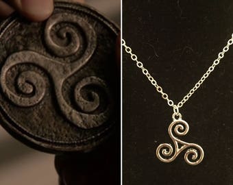 Teen Wolf inspired triskelion necklace, silver triskelion necklace, teen wolf necklace, triskele necklace, derek hale necklace, triskele