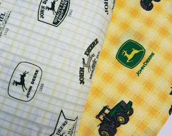 John Deere Fabric-Logo Plaid, or Modern Tractor Cotton Fabric