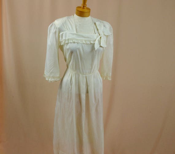 1940s Cream Swiss Dot Dress 40s Dress 1940s Dress 40s