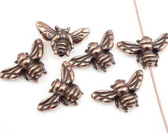 Antique Copper Beads TierraCast Honeybee Beads 16mm x 10mm Honey Bee Beads Insect Bee Keeping Summer Jewelry Supplies (P561)