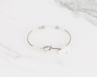 Personalized Initial Bracelet, Tie the Knot Bracelets for Women Best Selling Bridesmaid Jewelry, Bridesmaid Proposal Gift, Cuff Bracelet