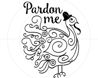 Zentangle Turkey SVG, Thanksgiving Pardon, Pardon Me Turkey, Happy Thanksgiving, SVG Files, Cricut, Silhouette, eps png jpg dxf, turkey trot