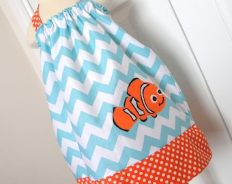 Finding Nemo Clown Fish Chevron Halter Pillowcase Dress