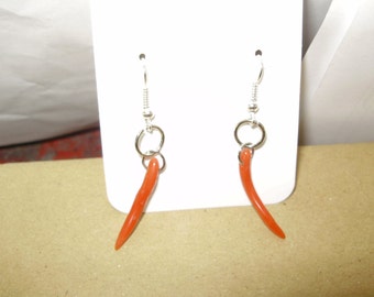 Very Nice Coral "Spear" Dangle Type Earrings
