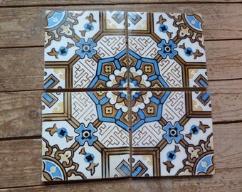 Antique floor mosaic tile architecture salvaged terracotta, French vintage tiles ceramic architectural salvage decor, jeanne d arc living