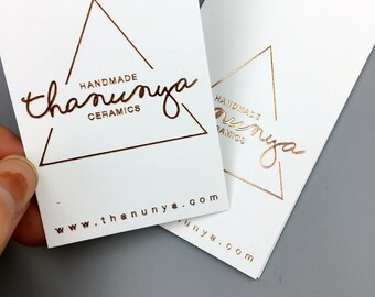 Custom gold foil merchandise hang tags, Slim Modern Gold Foil Logo Hang Tags, Retail Packaging - Social Media tags, gold foil gift tags