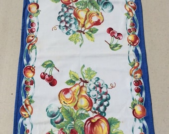 Vintage Towel Bright Fruit Pears Apples Strawberries Retro Kitchen Tea Towels
