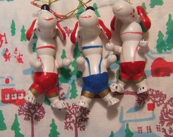 wee wooden doggies christmas ornaments