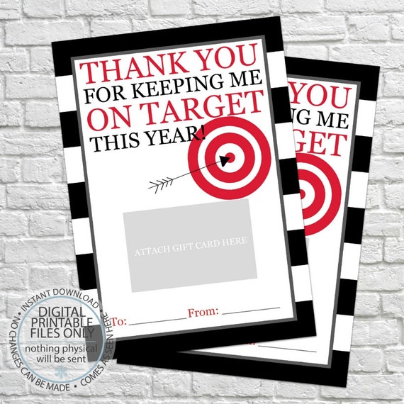 printable teacher gift thanks for keeping me on target gift target michigan flyer