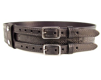 Kilt Belt Double Buckle Kilt Belt Black Celtic Knot Kilt Belt