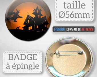Halloween witch haunted house gift decor badge party 56 mm