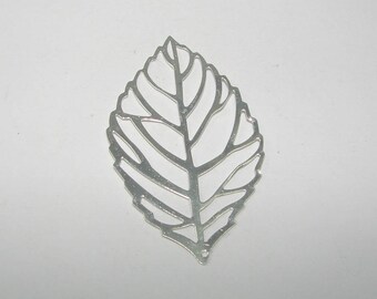 "Leaf" silver plated 3 microns bright cut charm.