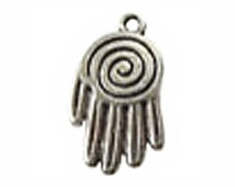 8 Silver Spiral Hand Charm Pendant 25x15mm by TIJC SP0344