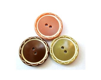 6 Vintage flower buttons in 3 unique colors 20mm, rare buttons-choose color
