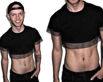 MY Black Mesh Bottom Crop Top