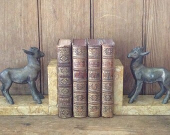 Metal and marble pair of book-ends