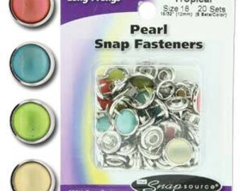 Snap Size 18 Fasteners, Capped Prong Pearl Mix Tropical Colors - 20 Sets
