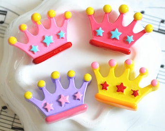 15pcs Mixed color Resin Crown Star Kawaii flat back cabochon