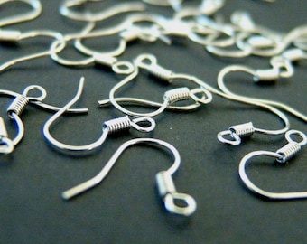 50pcs Silver Finish Earwire Hooks E113-S